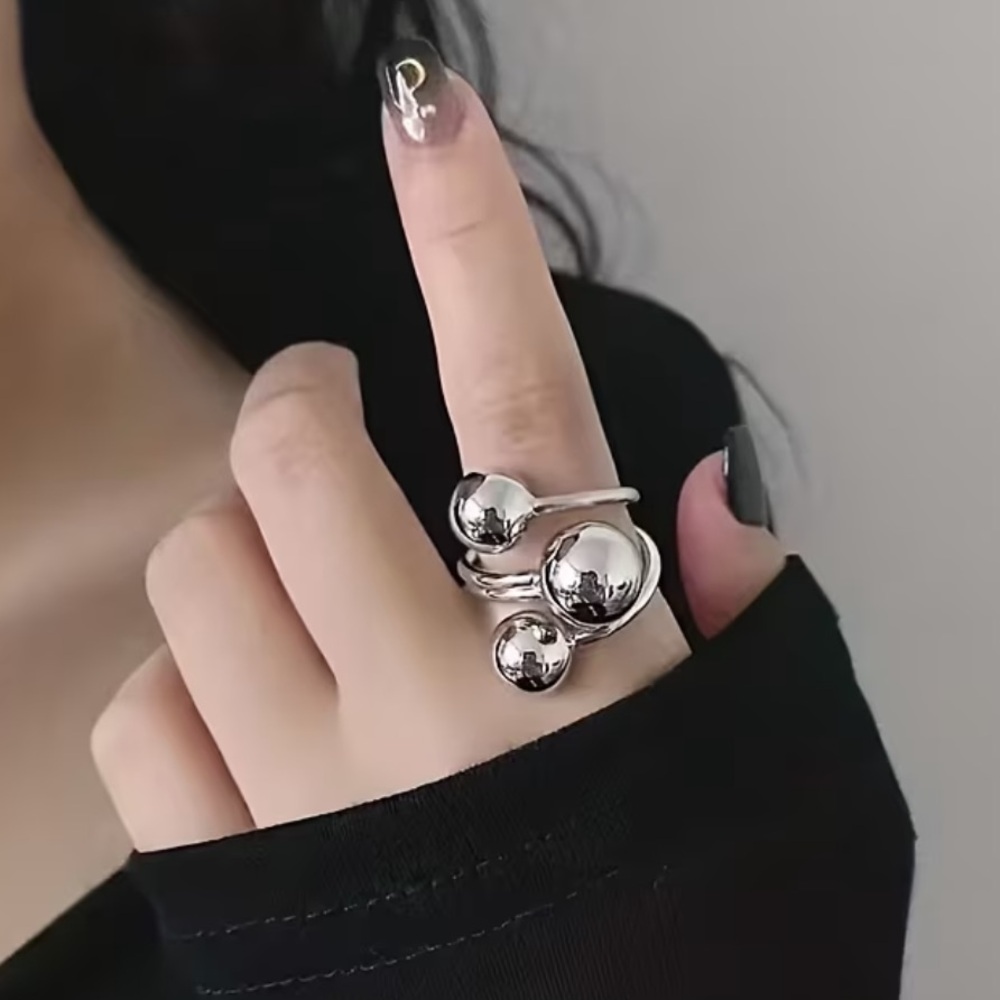 Silver Orb Statement Ring - Modern Women Jewelry